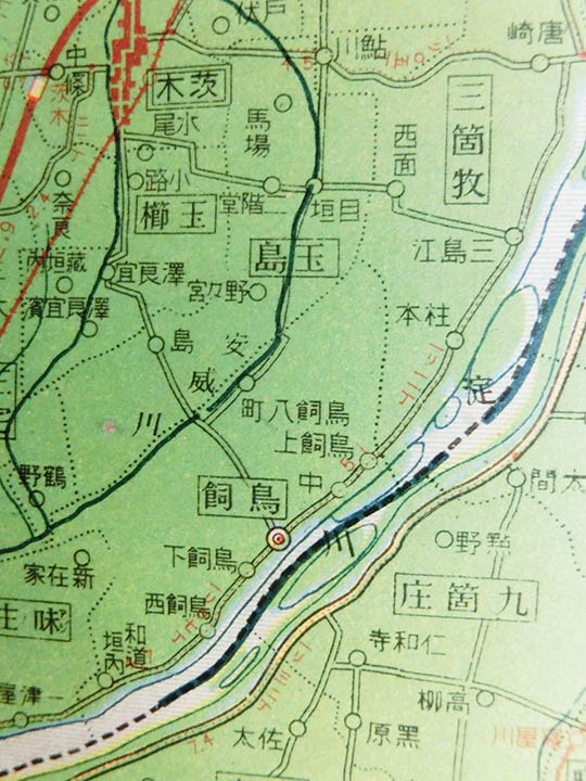 ③摂津市鳥飼上・鳥飼中・鳥飼下（地図中央）「最新大阪府・日本統制地図 昭和16年（1941）」