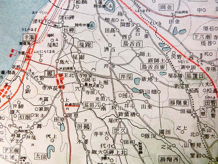 ⑨堺市鳳（地図左）「日本交通分県地図・大阪府 大正12年（1923）」毎日新聞社