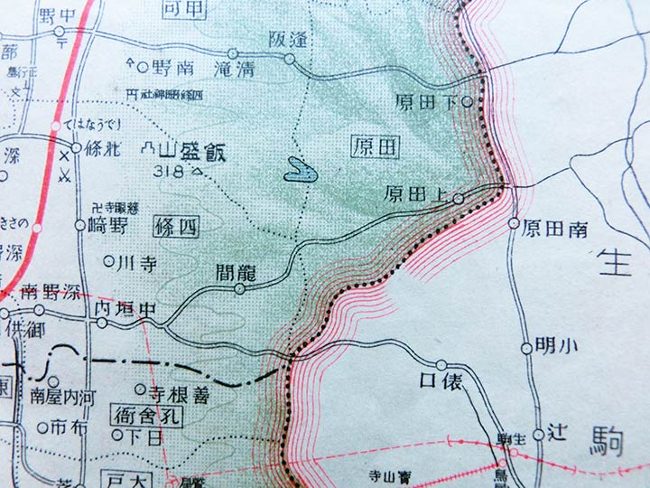 ⑩龍間（地図中央左）「日本交通分県地図・大阪府 大正12年（1923）」毎日新聞社