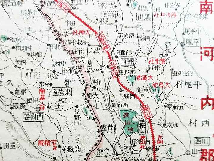 ⑦陶器ノ庄・東陶器・西陶器（左）大阪府地図・大正7年（1918）駸々堂旅行案内部