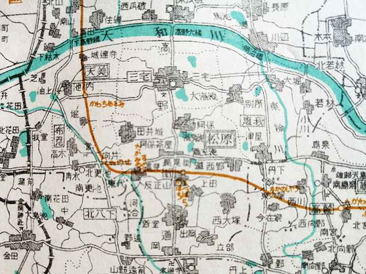 ⑧三宅（中央上）大阪府近郊地図昭和27年頃（1952）朝日新聞社