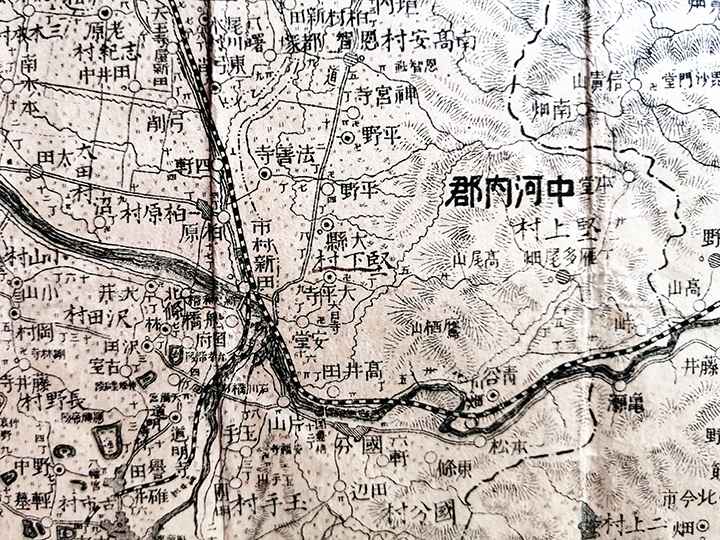 ⑩堅下村（中央）明治18年（1885）大演習枢要地図・中村鐘美堂