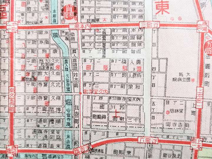 神崎町（中央下）最新大阪市街地図・昭和27年（1952）和楽路屋
