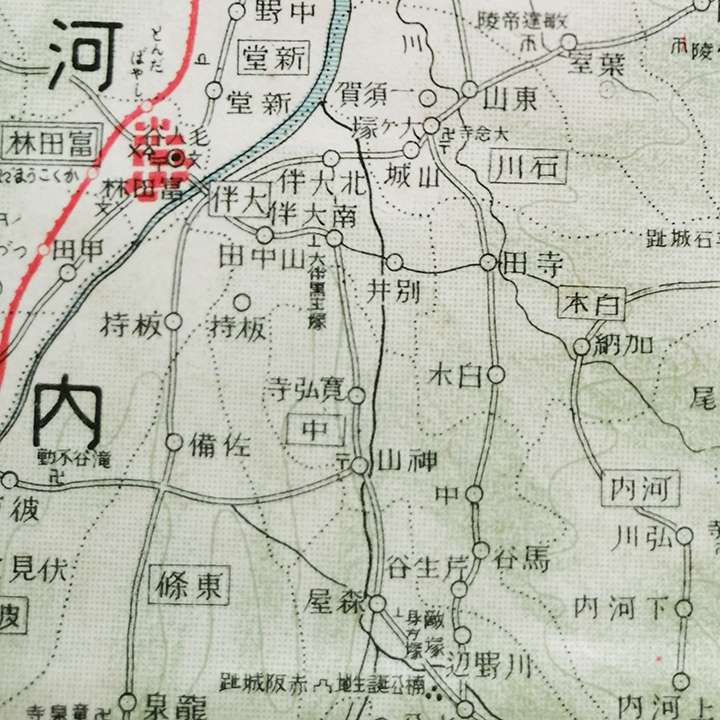 河南町神山（中央）日本交通分県地図[大阪府]大正12年（1923）大阪毎日新聞社