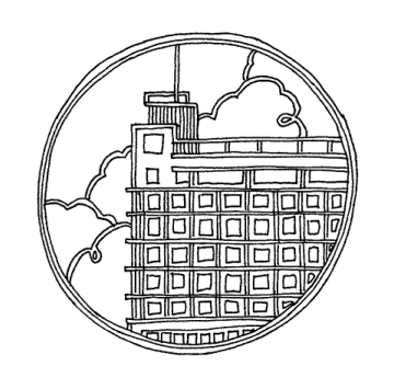 安井武雄がデザインした、大阪ガスビルの柄の丸窓。
